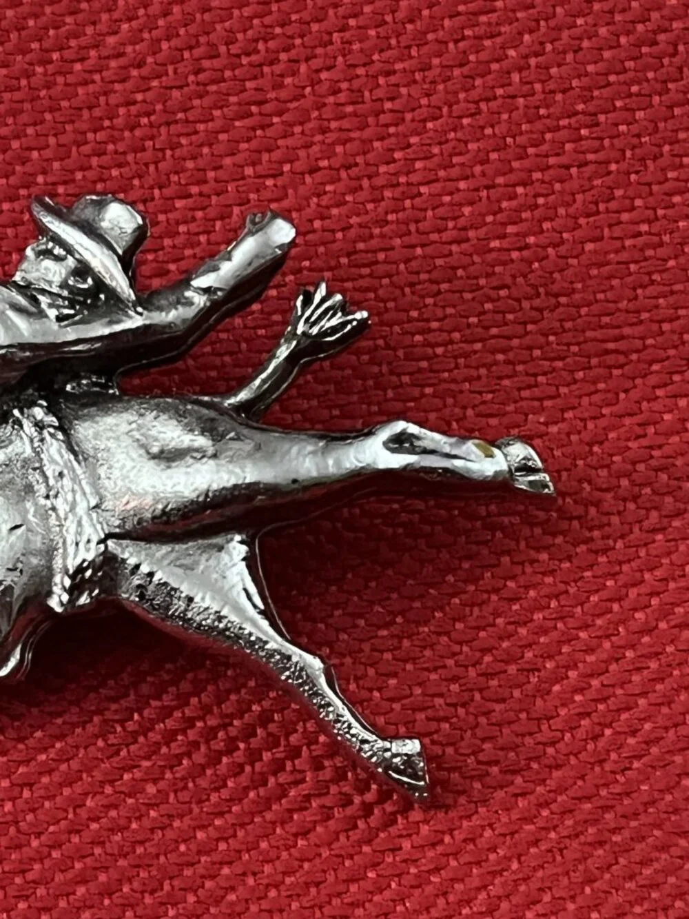 Pewter Bucking Bronco Rodeo Cowboy Bolo Slide Hat Lapel Pin